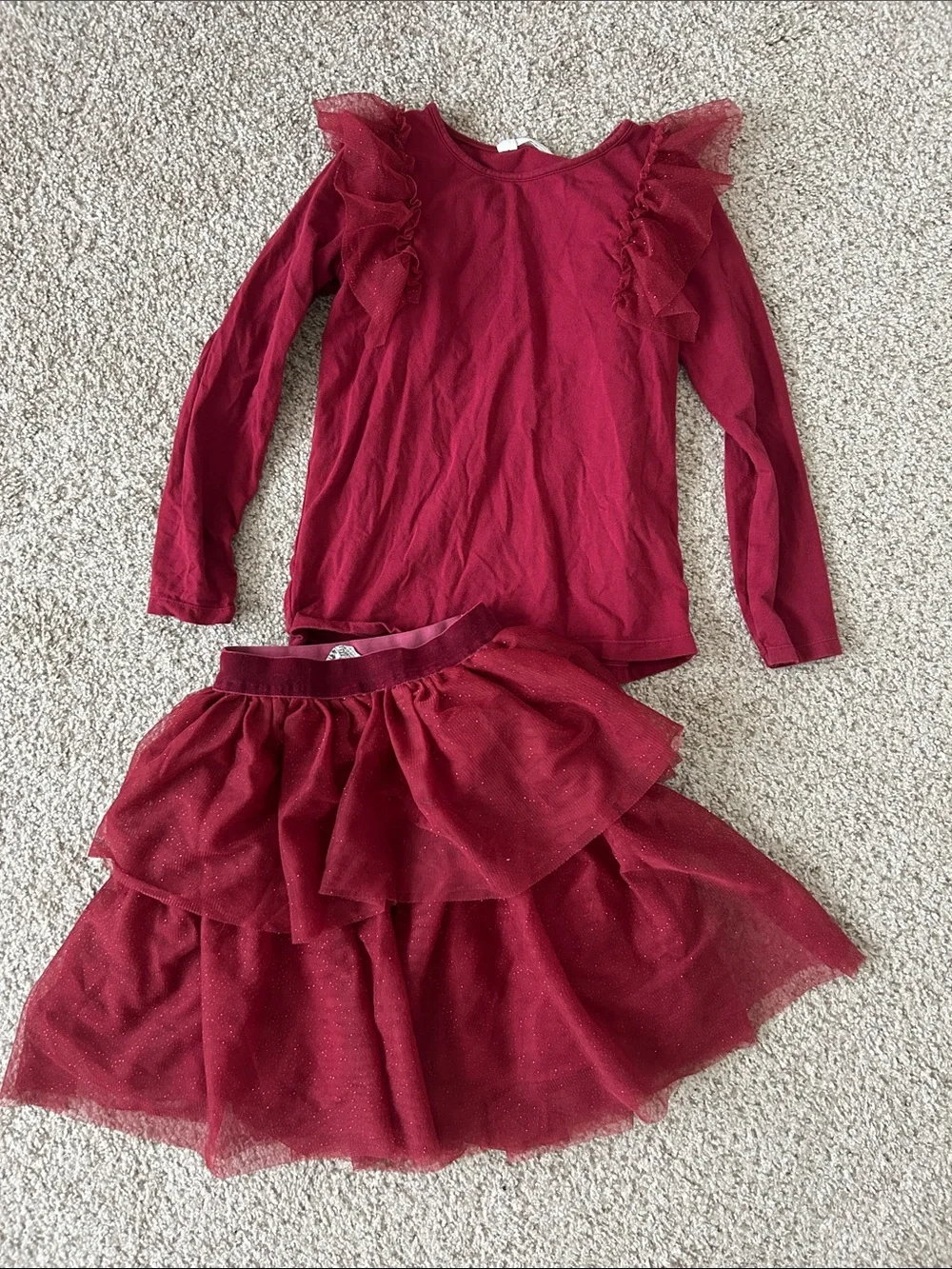 H&M Girls Maroon top and skirt